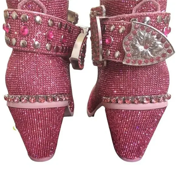 Pink Rhinestone Cowboy Boots‎ Size 11 New in Box - Picture 9 of 11